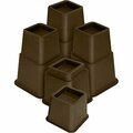 Gfancy Fixtures 3, 5 or 8 in. Heavy Duty Plastic Brown Bed Risers with Adjustable Legs - Set of 4 GF2627263